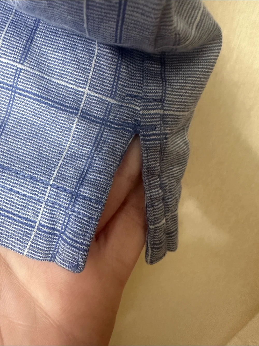 Jos A Bank Traveler Polo Shirt Mens Medium Blue Windowpane Check Short‎ Sleeve